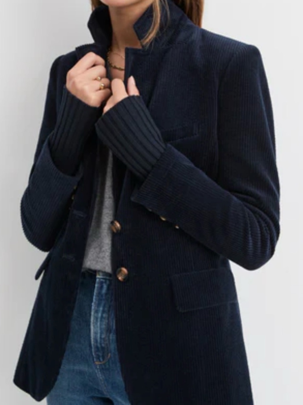 J.Crew Campbell Corduroy Blazer Navy Gold Buttons Size 12